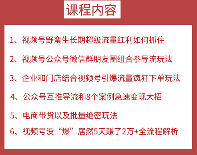 图片[2]-（1532期）视频号训练营第2期：引爆流量疯狂下单，5天赚2万+全流程解析！-副业网
