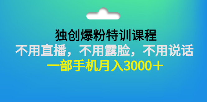 （2806期）独创爆粉特训课程：不用直播，不用露脸，不用说话 一部手机月入3000＋-副业网