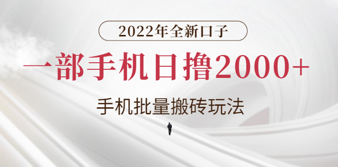 （2682期）2022年全新口子，手机批量搬砖玩法，一部手机日撸2000+-副业网