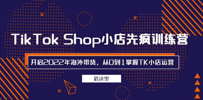 （2463期）TikTok Shop小店先疯训练营，开启2022年海外带货，从0到1掌握TK小店运营-副业网