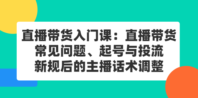 （2410期）直播带货入门课：直播带货常见问题、起号与投流、新规后的主播话术调整-副业网