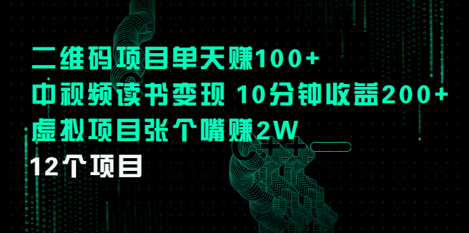 （2250期）二维码项目单天赚100+中视频读书变现 10分钟收益200+虚拟项目张个嘴赚2W-副业网