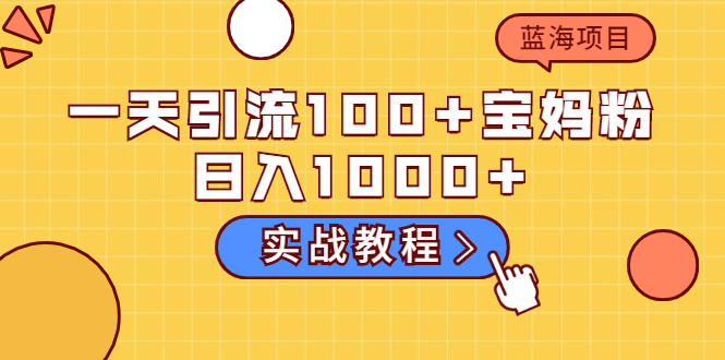 （2036期）一天引流100+宝妈粉，日入1000+马上持续变现 蓝海项目（实战教程）-副业网