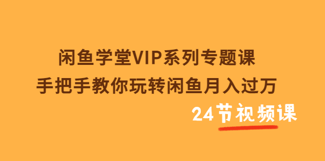 （3410期）闲鱼学堂VIP系列专题课：手把手教你玩转闲鱼月入过万（共24节视频课）-副业网
