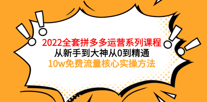 （3654期）2022全套拼多多运营课程，从新手到大神从0到精通，10w免费流量核心实操方法-副业网