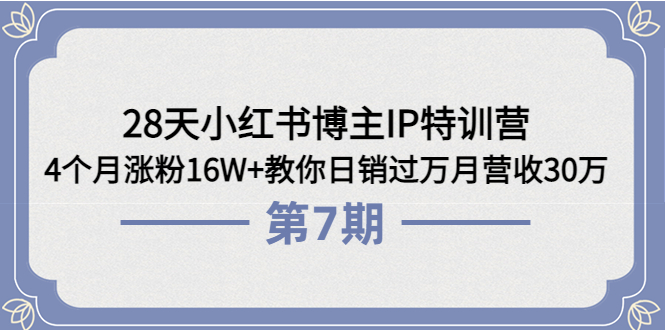 （3745期）28天小红书博主IP特训营《第6+7期》4个月涨粉16W+教你日销过万月营收30万-副业网