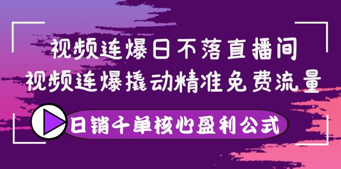 （3786期）视频连爆日不落直播间，视频连爆撬动精准免费流量，日销千单核心盈利公式-副业网