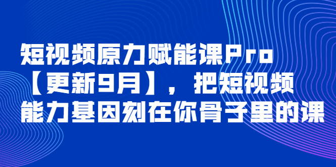 （3888期）短视频原力赋能课Pro【更新9月】，把短视频能力基因刻在你骨子里的课-副业网