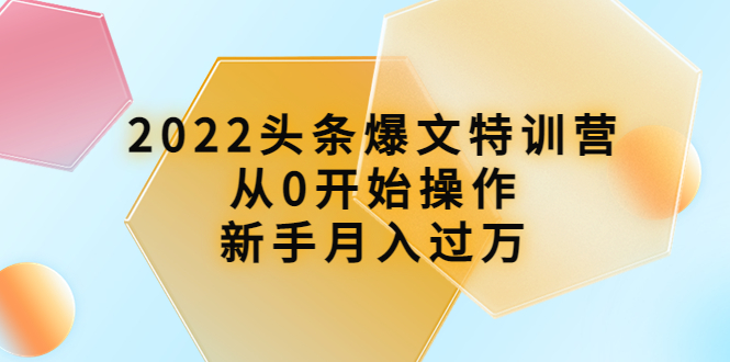 （3985期）2022头条爆文特训营：从0开始操作，新手月入过万（16节课时）-副业网