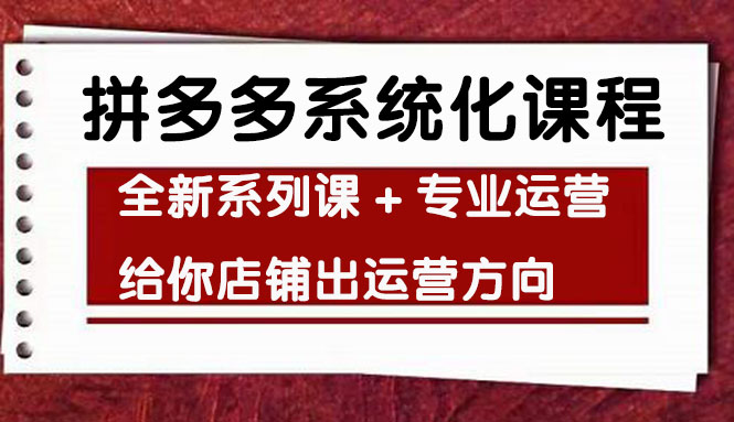 （4259期）车神陪跑，拼多多系统化课程，全新系列课+专业运营给你店铺出运营方向-副业网