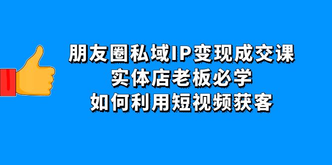 （4436期）朋友圈私域IP变现成交课：实体店老板必学，如何利用短视频获客-副业网