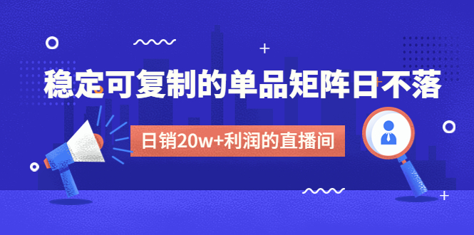 （4770期）某电商线下课程，稳定可复制的单品矩阵日不落，做一个日销20w+利润的直播间-副业网