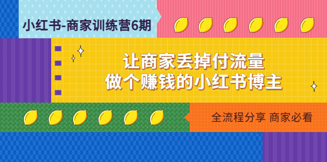 （4782期）小红书-商家训练营12期：让商家丢掉付流量，做个赚钱的小红书博主-副业网