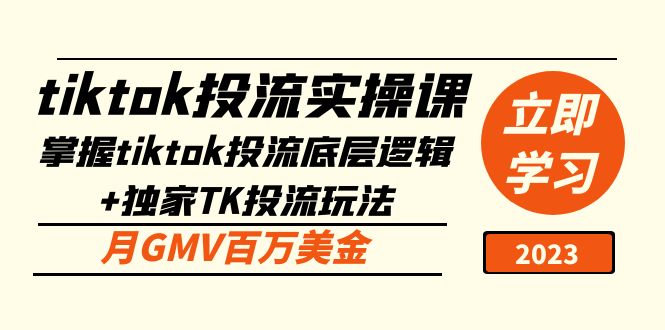 （5077期）tiktok投流实操课：掌握tiktok投流底层逻辑+独家TK投流玩法 月GMV百万美金-副业网