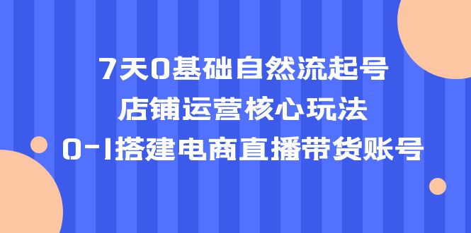 （5350期）7天0基础自然流起号，店铺运营核心玩法，0-1搭建电商直播带货账号-副业网