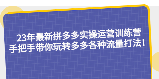 （5435期）23年最新拼多多实操运营训练营：手把手带你玩转多多各种流量打法！-副业网