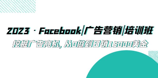 （5583期）2023·Facebook|广告营销|培训班，挖掘广告商机，从0做到日销15000美金-副业网