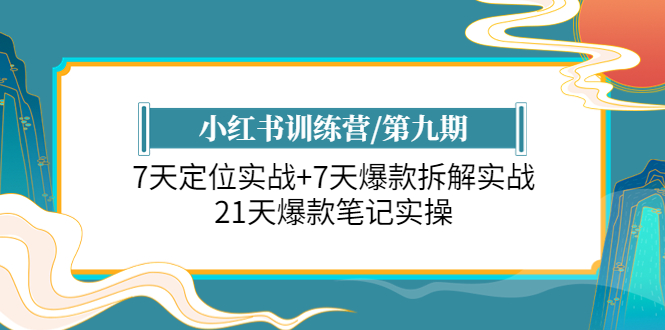 （6016期）小红书训练营/第九期：7天定位实战+7天爆款拆解实战，21天爆款笔记实操-副业网