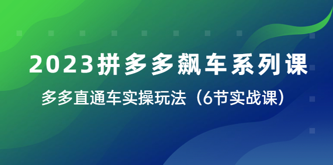 （6030期）2023拼多多飙车系列课，多多直通车实操玩法（6节实战课）-副业网