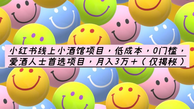 （6132期）小红书线上小酒馆项目，低成本，0门槛，爱酒人士首选项目，月入3万＋-副业网