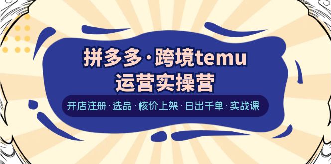 （6319期）拼多多·跨境temu运营实操营：开店注册·选品·核价上架·日出千单·实战课-副业网