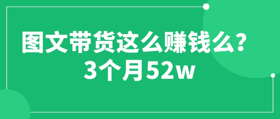 （6372期）图文带货这么赚钱么? 3个月52W 图文带货运营加强课-副业网