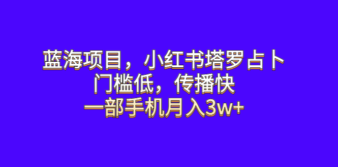 （6427期）蓝海项目，小红书塔罗占卜，门槛低，传播快，一部手机月入3w+-副业网