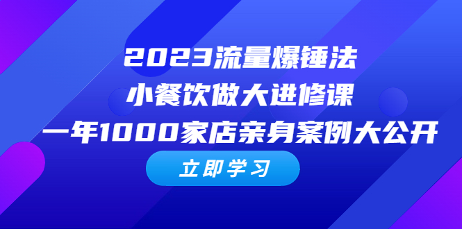 （6485期）2023流量 爆锤法，小餐饮做大进修课，一年1000家店亲身案例大公开-副业网