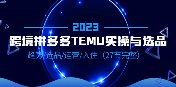（6550期）2023跨境·拼多多·TEMU实操与选品，趋势·选品·运营·入住（27节完整）-副业网
