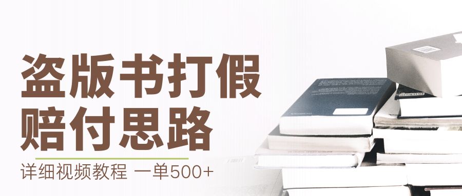 （6689期）最新盗版书赔付打假项目，一单利润500+【详细玩法视频教程】-副业网