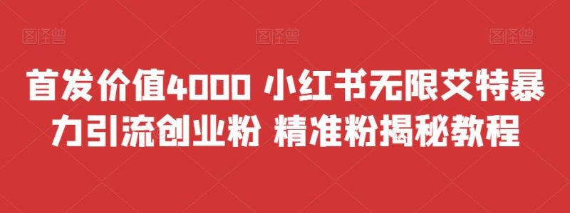 （6982期）首发价值4000 小红书无限艾特暴力引流创业粉 精准粉揭秘教程-副业网