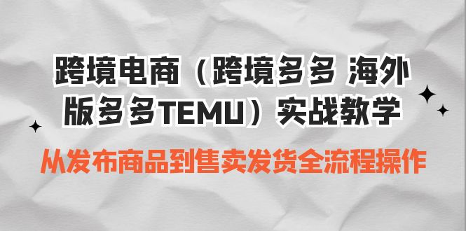 （6989期）跨境电商（跨境多多 海外版多多TEMU）实操教学 从发布商品到售卖发货全流程-副业网