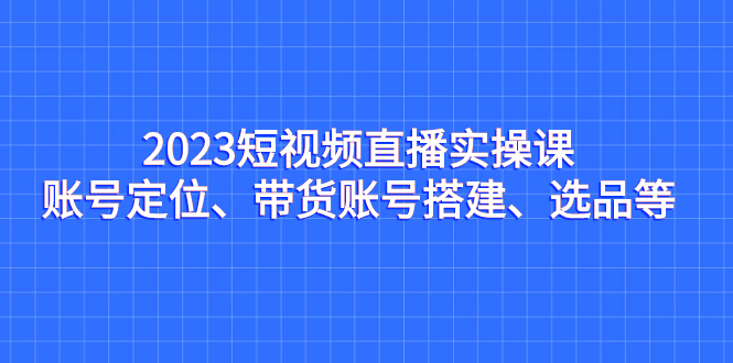 （7081期）2023短视频直播实操课，账号定位、带货账号搭建、选品等-副业网