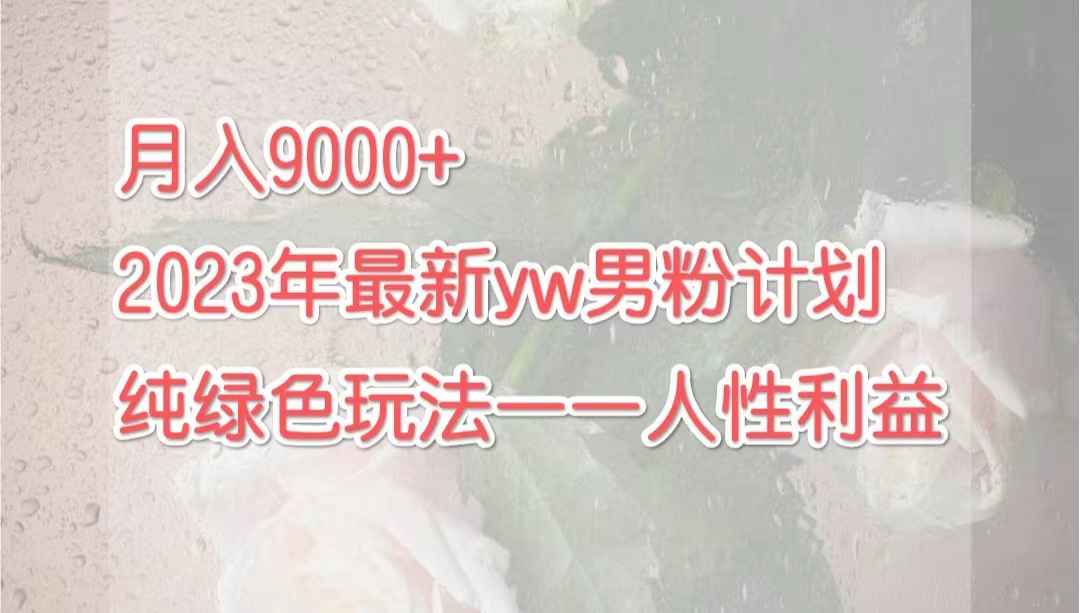 （7111期）月入9000+2023年9月最新yw男粉计划绿色玩法——人性之利益-副业网