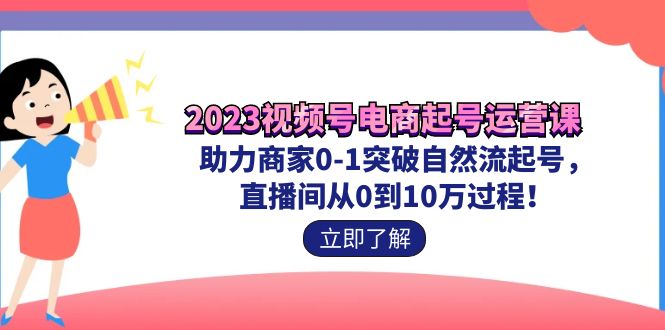 （7110期）2023视频号-电商起号运营课 助力商家0-1突破自然流起号 直播间从0到10w过程-副业网