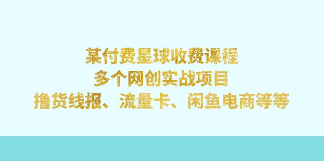 （7199期）某付费星球课程：多个网创实战项目，撸货线报、流量卡、闲鱼电商等等-副业网