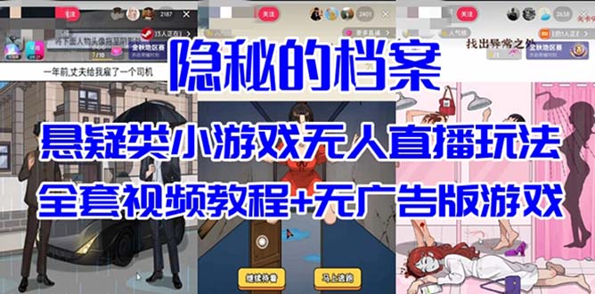 （7335期）抖音爆火的悬疑解谜小游戏【隐秘的档案】无人直播玩法【教程+游戏+工具】-副业网