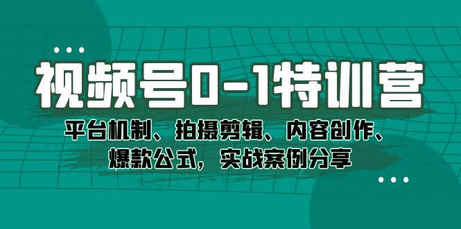 （7373期）视频号0-1特训营：平台机制、拍摄剪辑、内容创作、爆款公式，实战案例分享-副业网