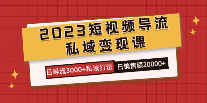 （7550期）2023短视频导流·私域变现课，日导流3000+私域打法  日销售额2w+-副业网