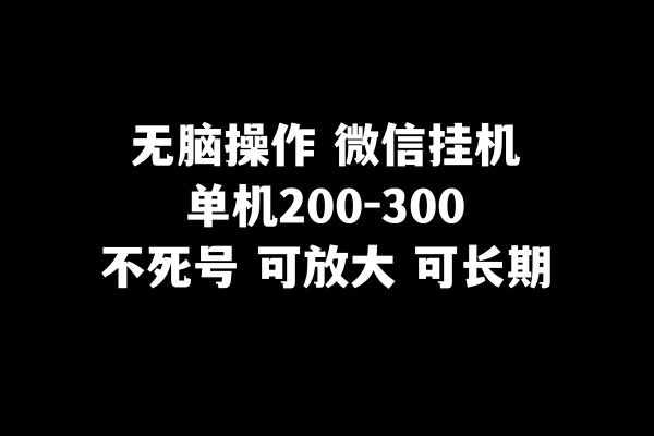 （8119期）无脑操作微信挂机单机200-300一天，不死号，可放大-副业网