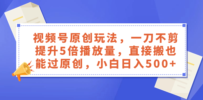 （8286期）视频号原创玩法，一刀不剪提升5倍播放量，直接搬也能过原创，小白日入500+-副业网