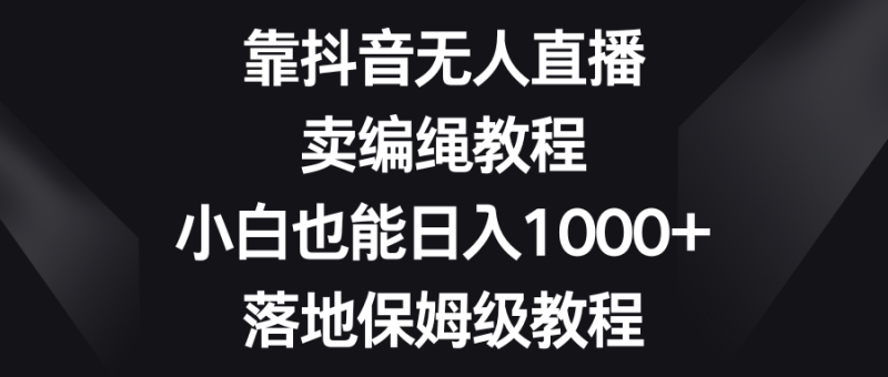 （8423期）靠抖音无人直播，卖编绳教程，小白也能日入1000+，落地保姆级教程-副业网