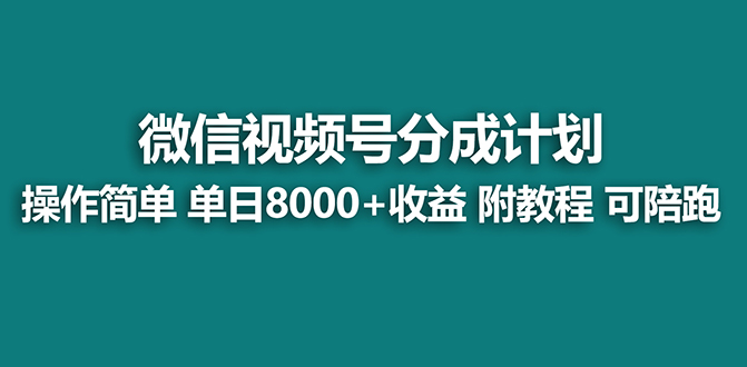 （8649期）【蓝海项目】视频号分成计划最新玩法，单天收益8000+，附玩法教程-副业网
