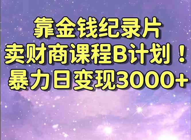 （8944期）靠金钱纪录片卖财商课程B计划！暴力日变现3000+，喂饭式干货教程！-副业网