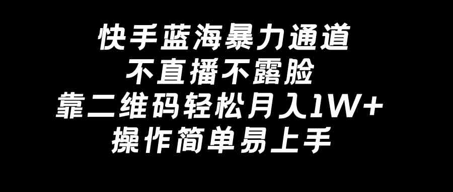 （8961期）快手蓝海暴力通道，不直播不露脸，靠二维码轻松月入1W+，操作简单易上手-副业网