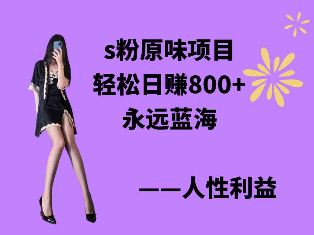 （9072期）s粉原味项目，轻松日赚800+，永远的蓝海项目，无脑操作也能直接出单 人…-副业网