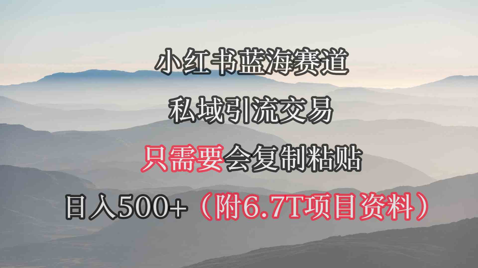 （9487期）小红书短剧赛道，私域引流交易，会复制粘贴，日入500+（附6.7T短剧资源）-副业网