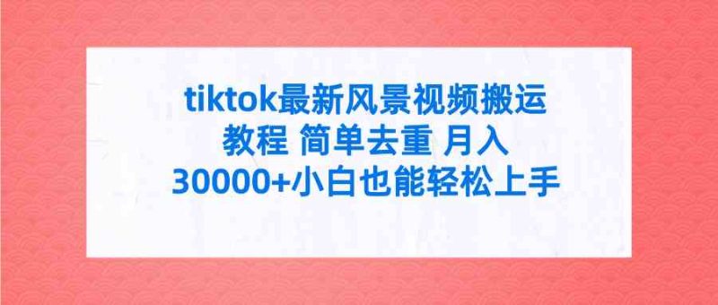 （9804期）tiktok最新风景视频搬运教程 简单去重 月入30000+附全套工具-副业网