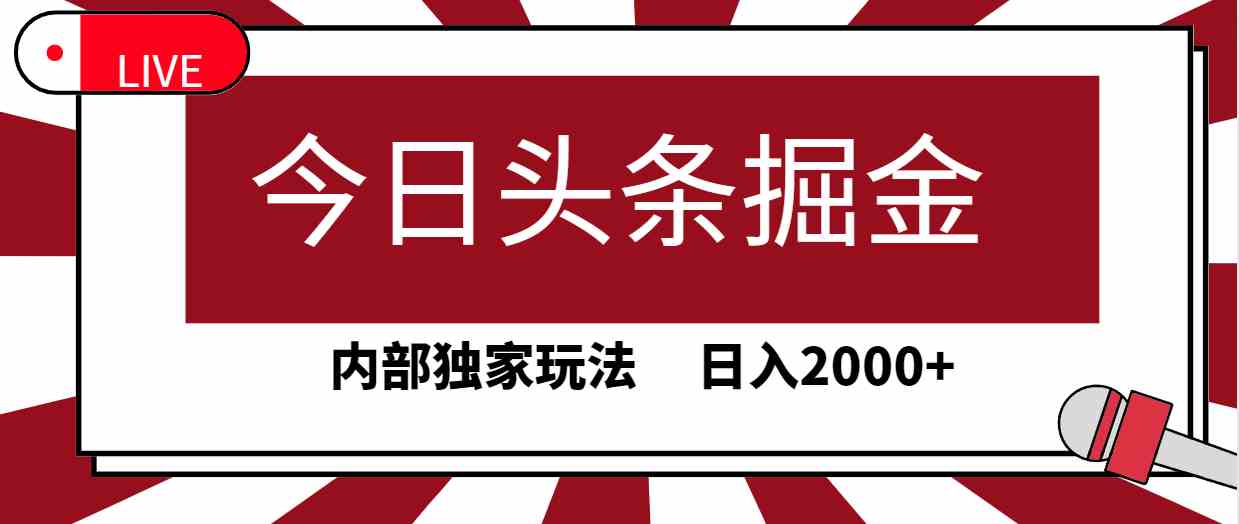 （9832期）今日头条掘金，30秒一篇文章，内部独家玩法，日入2000+-副业网