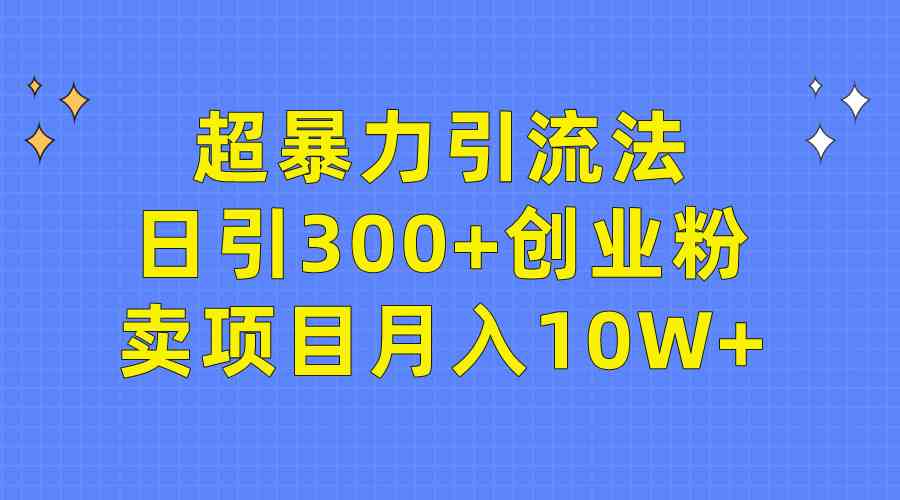 （9954期）超暴力引流法，日引300+创业粉，卖项目月入10W+-副业网